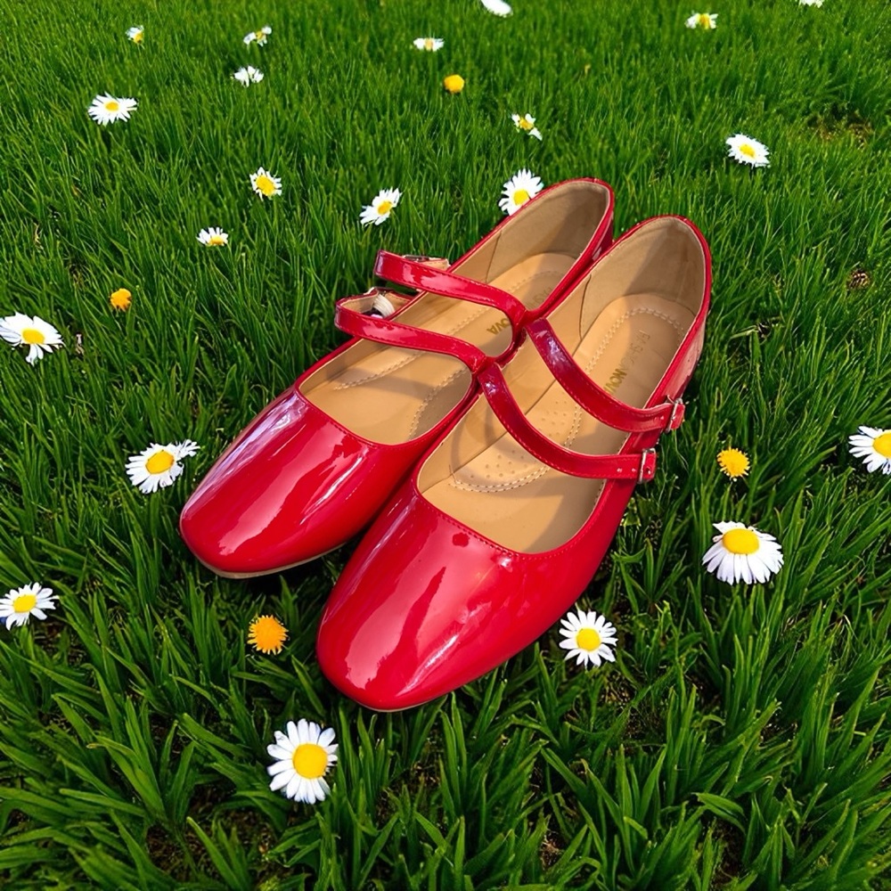 Fashion Nova Red Patent Mary Jane Flats